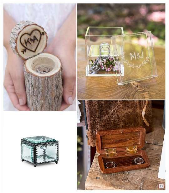 decoration mariage bohème porte alliances rondin plexiglas gravé coffret en bois personnalisé