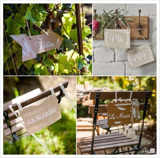 decoration mariage boheme pancarte en bois decoration de chaise