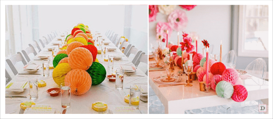 decoration table avec boule papier