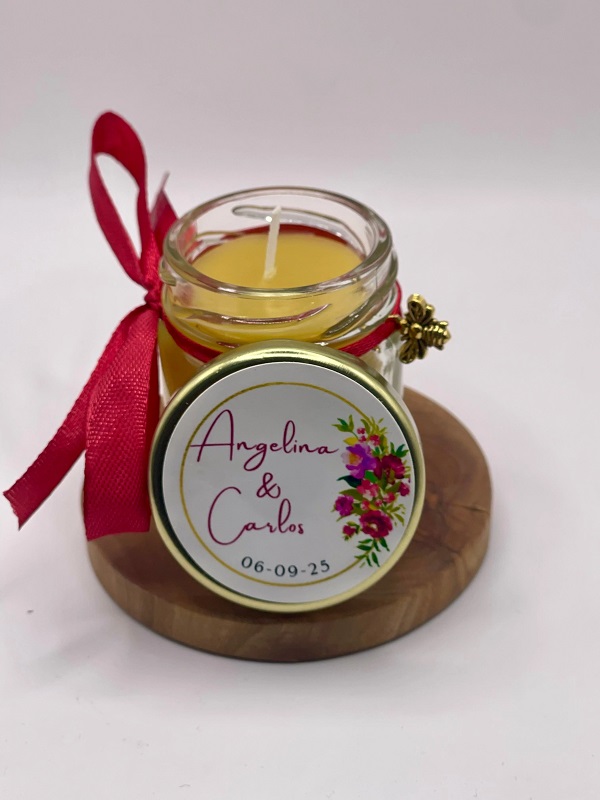 bougie cire d'abeille cadeau invité pour mariage