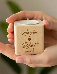 cadeau invité photophore bois