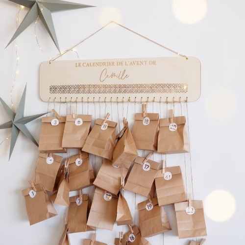 calendrier avent sac papier suspendu diy