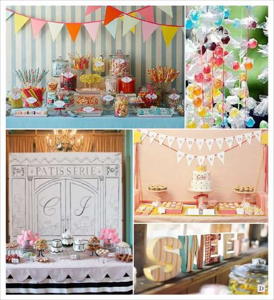 candy bar arriere plan fanions banderole banniere lettre papier mache