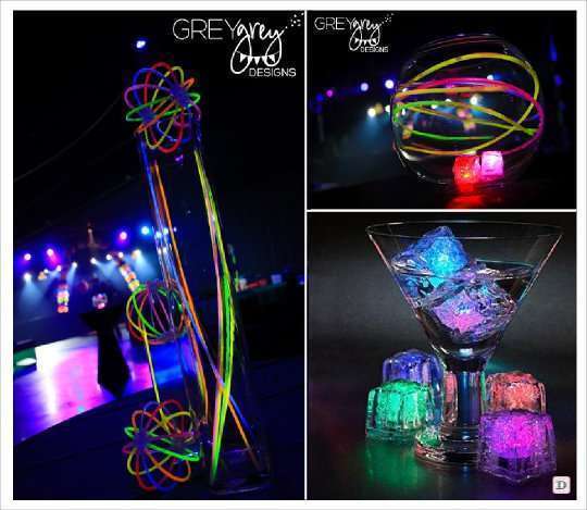 centre de table mariage lumineux glowstick baton lumineux glacon led