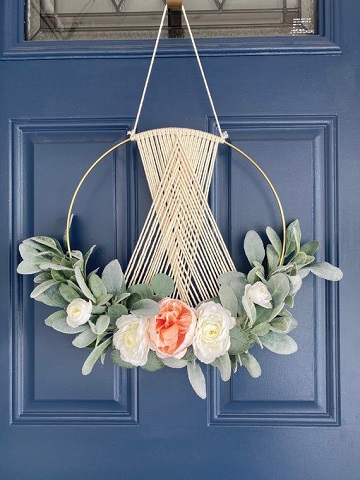 idées decoration mariage porte cerceau avec macramé