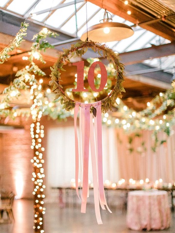 idées decoration mariage cerceau metal numero de table