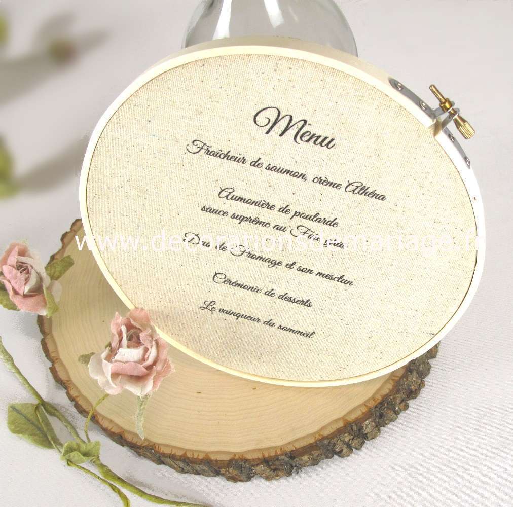 tambour broderie cercle broder menu mariage