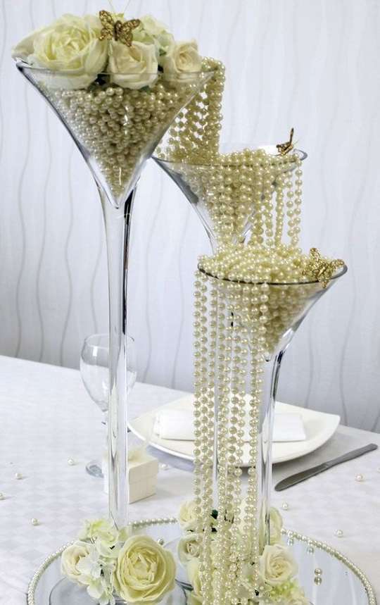 vase martini guirlande de perles theme echampagne
