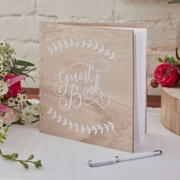 livre d'or mariage champetre couverture bois