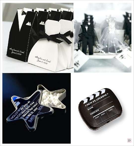 decoration mariage cinema cadeaux invités boite dragees costume smoking pochon dragees boite pastille étoile clap