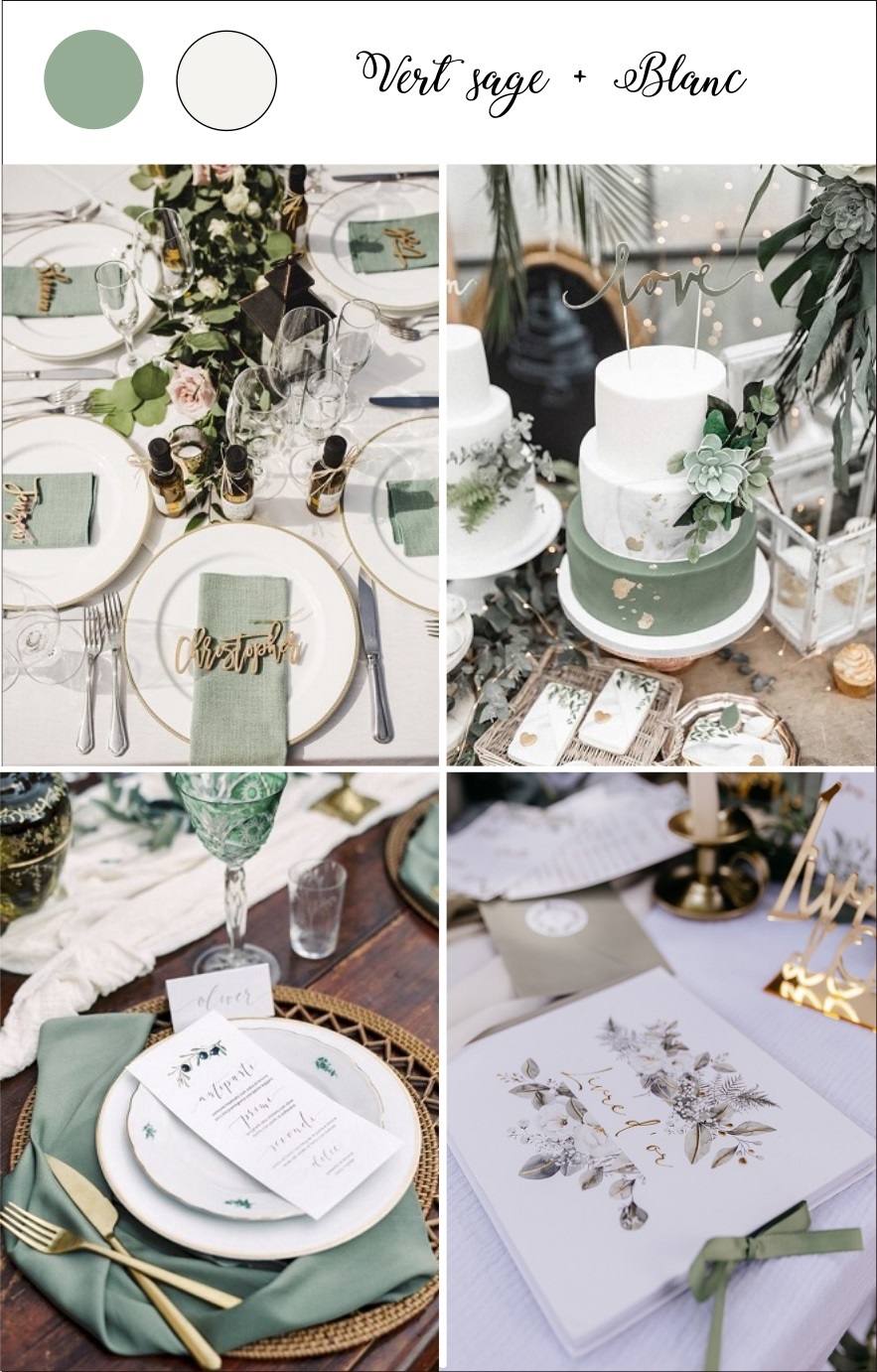 Assiettes en carton sauge et doré pour deco de table fêtes