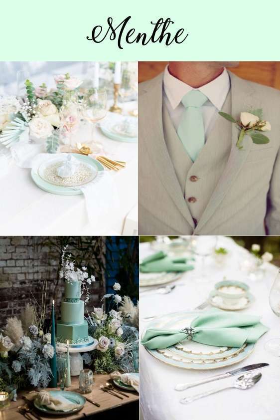 couleurs mariage 2020 deco vert menthe pastel