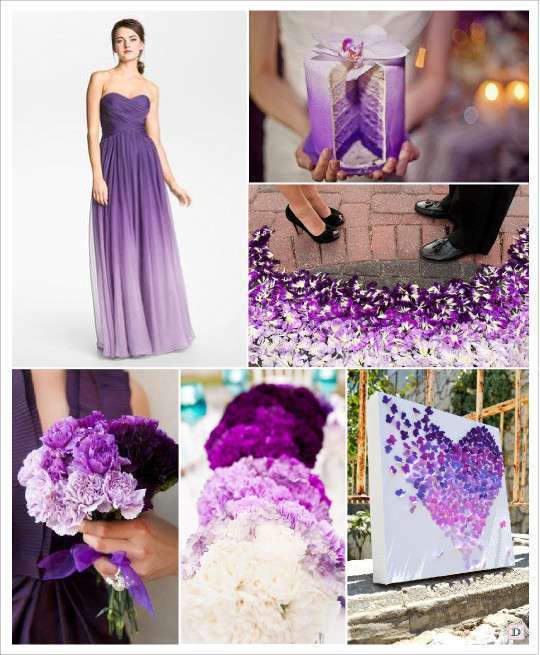 decoration mariage aquarelle violet parme prune gâteau pièce montée robe de mariée centre de table fleur tableau papillons