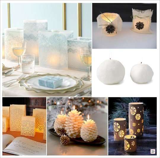 mariage hiver decoration table centre de table bougie lanternes