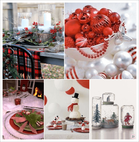 decoration mariage hiver centre de table corbeille boule de noel