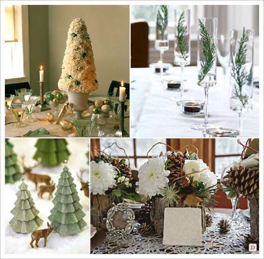 mariage hiver decoration table centre de table sapin cone pomme de pin