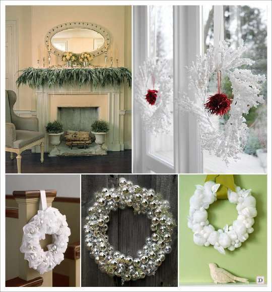 mariage hiver decoration salle couronne boule de noel branchage sapin