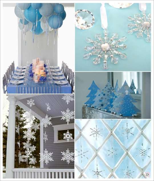 mariage hiver decoration salle lampion sapin carton