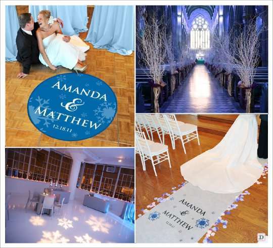 mariage hiver tapis personnalise flocon sticker eclairage