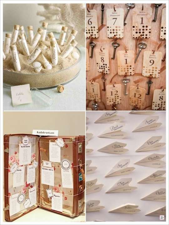 decoration mariage voyage escort cards eprouvette valise cles