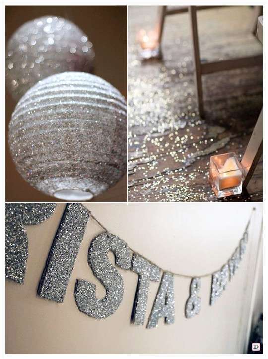 mariage paillette glitter argent lampion glitter banderole confettis pour sol