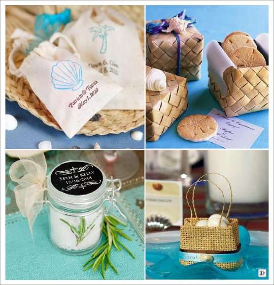 decoration mariage mer cadeaux pochon dragees pot sel panier