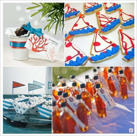 decoration mariage mer cadeaux boite dragees bateau gateau rhum