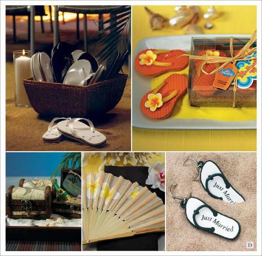 decoration mariage mer cadeaux bougie tong eventail coffre fort porte cle
