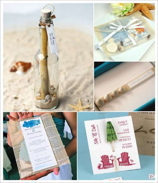 mariage mer faire part bouteille parasol