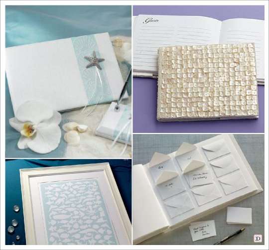 decoration mariage mer livre dor nacre cadre poisson etoile de mer