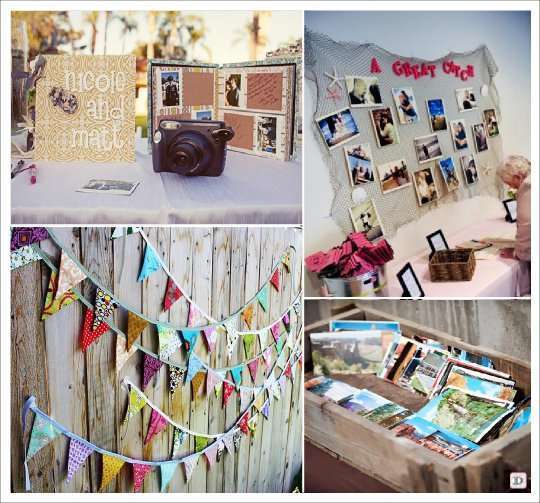 decoration mariage mer livre dor photo carte postale fanions