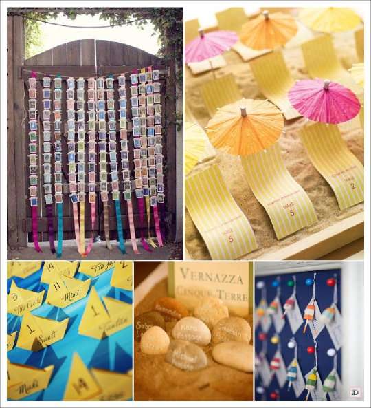 decoration mariage mer plan de table carte postale escort card voilier origami galet