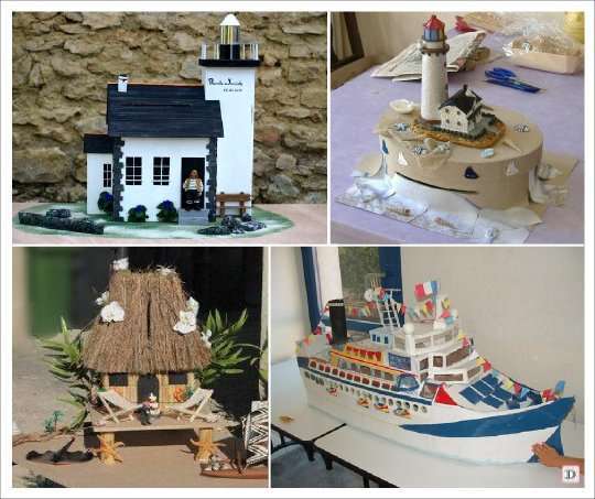 decoration mariage mer urne maquette bateau phare paillotte