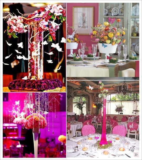 decoration mariage papillon compoition florale centre de table 