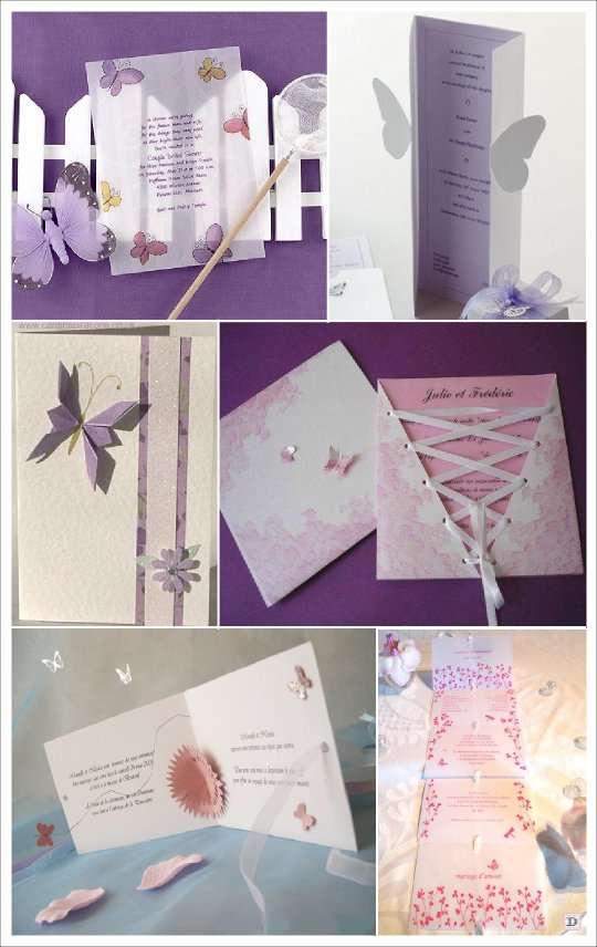 mariage papillon faire part  origami papier calque pop up