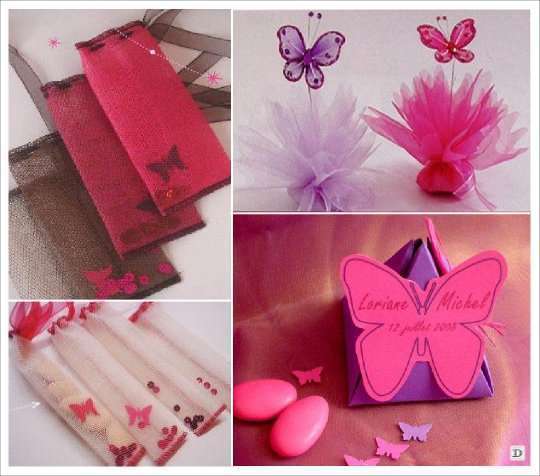 decoration mariage papillon pochon dragees 