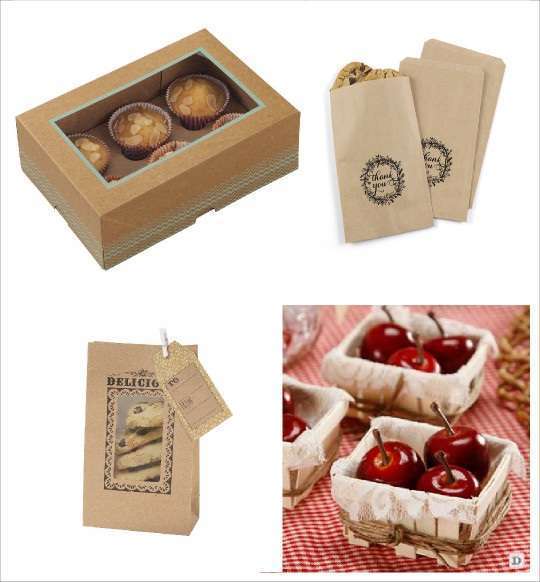 mariage rustique boite gateau kraft sachet à biscuit sac en papier kraft personnalisé cagette contenant à dragées