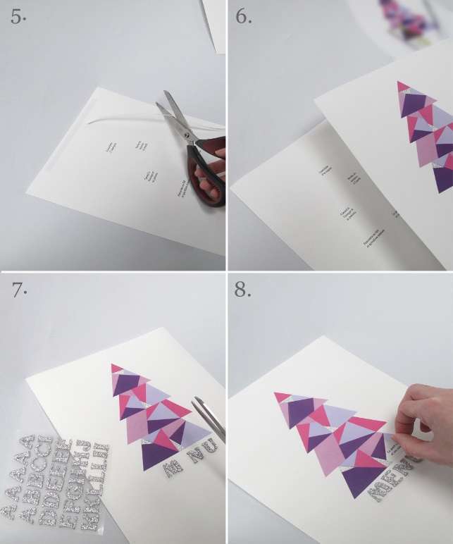 tutoriel carte menu a fenetre sapin triangles