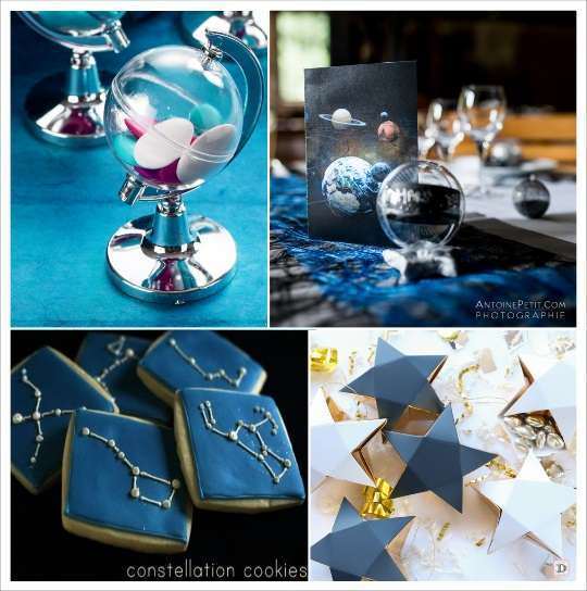 decoration mariage etoile contenant dragees globe cookies constellation