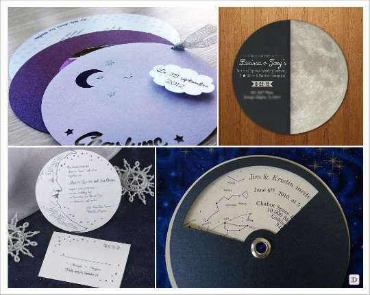 decoration mariage theme etoile faire part rond lune planete