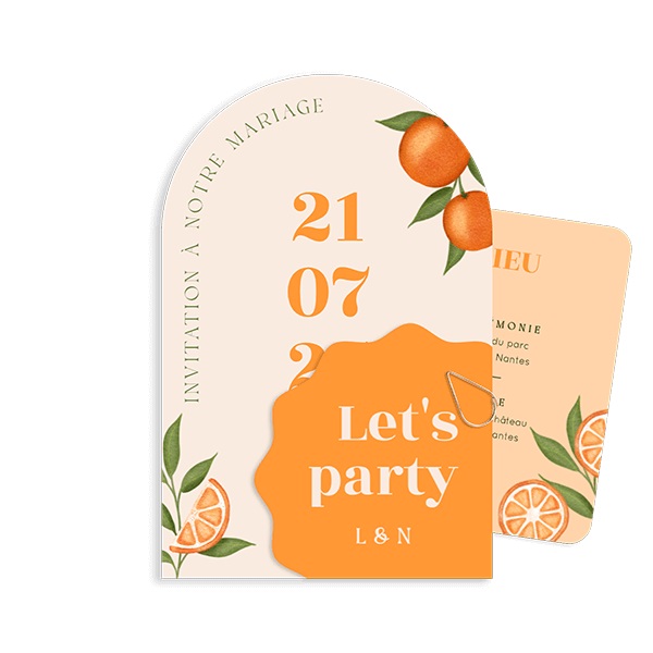 faire part de mariage agrume orange