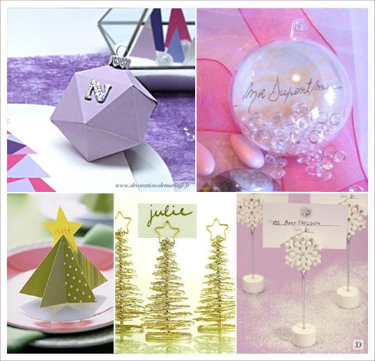mariage hiver marque place boule de noel sapin porte nom boule plexiglas