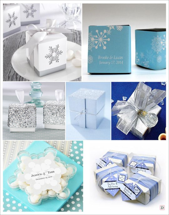 mariage hiver boite dragees cube personnalise flocon 