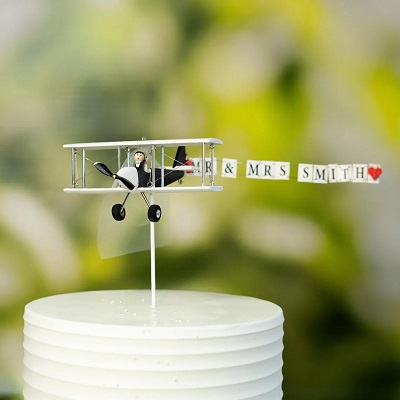 figurine mariage cake topper avion