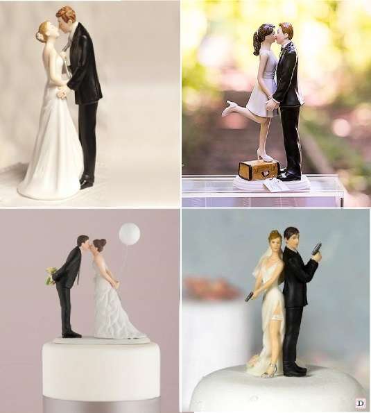 figurine mariage humoristique original figurine mariage comique ballon mariee attrapant marié par la cravate espion valise