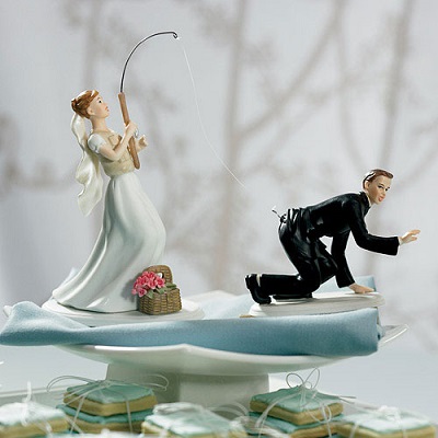 figurine de mariage comique pêche thème mer