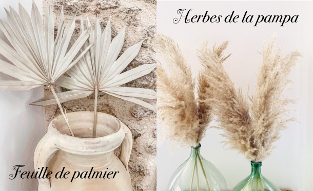 fleurs séchées herbe de la pampa feuille de palmier