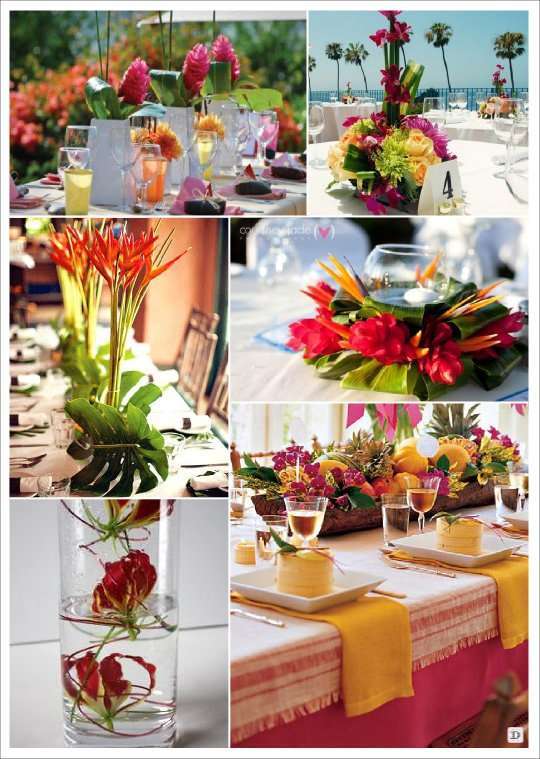 fleur mariage centre de table exotique tropical