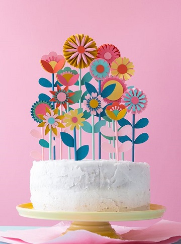 cake topper fleurs en papier deco gateauanniversaire