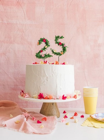 cake topper chiffre fleuri gateau anniversaire